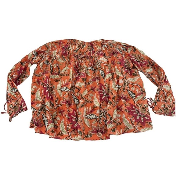 Antik Batik Women's Kalao Floral Long Sleeve Flowy Boho Peasant Blouse Size 40 M - Picture 8 of 16